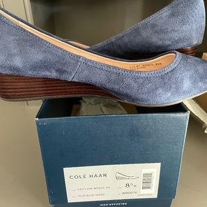Cole Haan Blue Suede Wedge  size 8.5